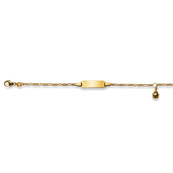 Bracelet d'identité, Figaro, or jaune 750/ 18 ct., coccinelle, 14 cm