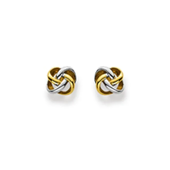 Clous d'oreilles, nœuds, or 750/ 18 ct. bicolore