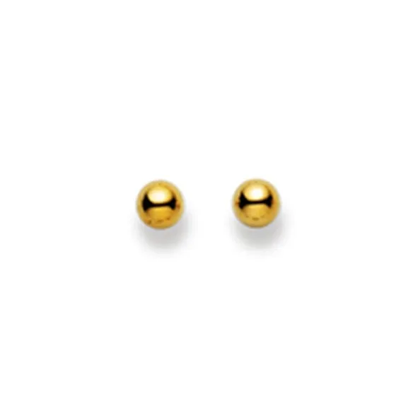 Clous d'oreilles, boules, or jaune 750/ 18 ct., 4 mm