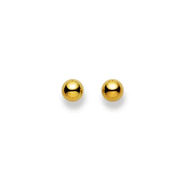 Clous d'oreilles, boules, or jaune 750/ 18 ct. 5 mm