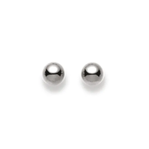 Clous d'oreilles boules, or blanc 750/18 ct. 4 mm