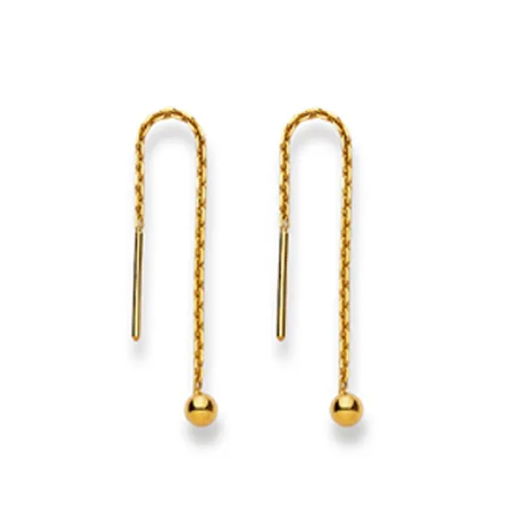 Pendants d'oreilles avec boules, or jaune 750/18 ct.