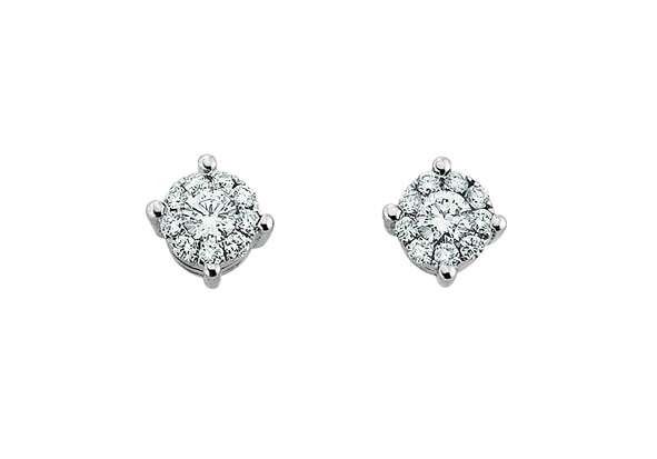 Clous d'oreilles diamants, 0.08 ct G taille brillant / Diamant 0.08 ct G taille brillant, or 750