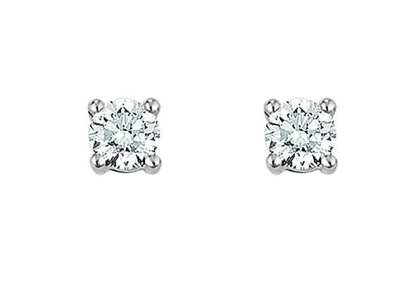 Clous d'oreilles diamants, 0.15 ct G taille brillant, or blanc 750/18 ct..