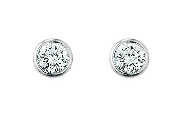 Clous d'oreilles diamants 0.10 ct. Gsi or blanc 750/18 ct.