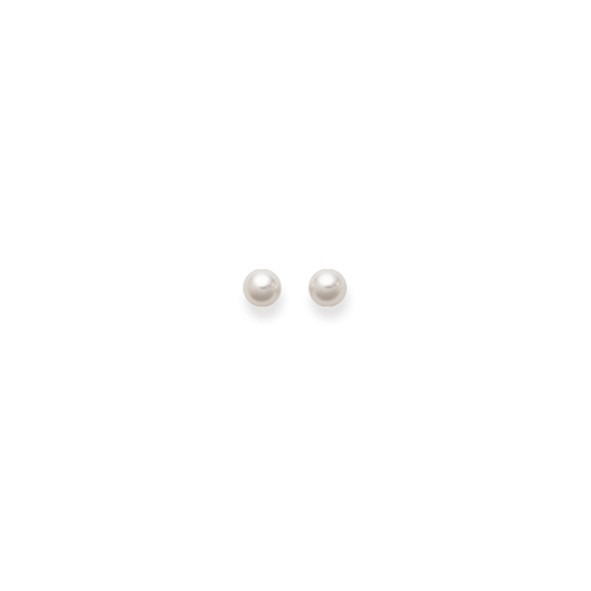 Clous d'oreilles, perles Akoya, 5 - 5.5 mm, or blanc 750/ 18 ct.