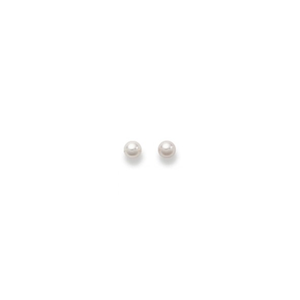 Clous d'oreilles, perles eau douce, 4 - 4.5 mm, or blanc 750/ 18 ct.