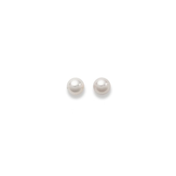 Clous d'oreilles, perles eau douce, 8-8.5 mm, or blanc 750/ 18 ct.