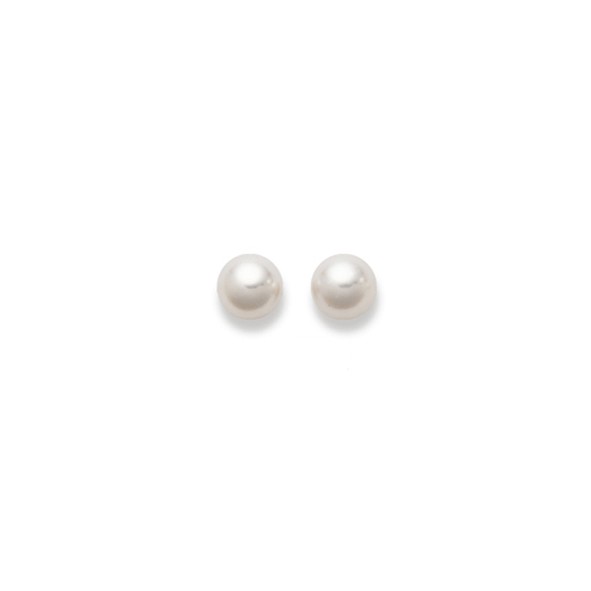 Clous d'oreilles avec perles d'eau douce, 9-9.5 mm, or blanc 750/18 ct.
