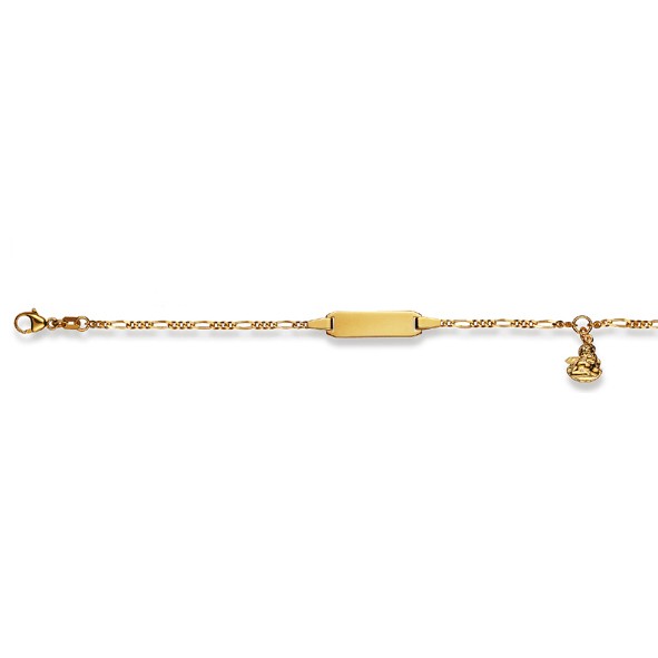 Bracelet d'identité, Figaro, or jaune 585/ 14 ct., dauphin
