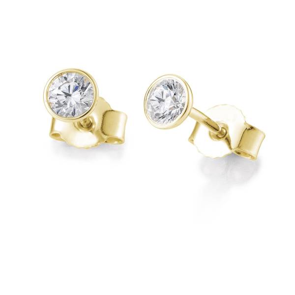 Clous d'oreilles or jaune 750/18 ct. avec diamant, 0,80 Ct. H/SI