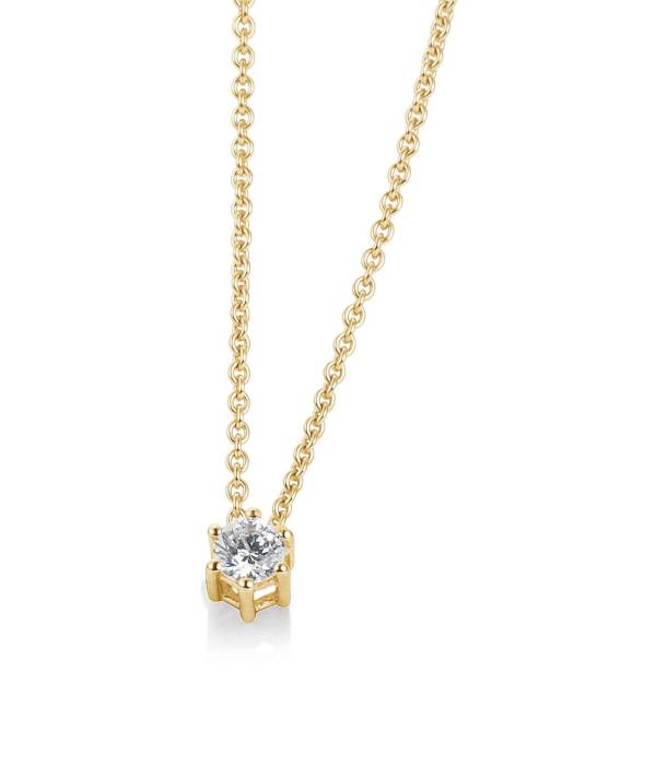Collier avec pendentif diamant, or jaune 750/18 ct., 6 griffes, chaîne inclue 0,15 Ct. H SI