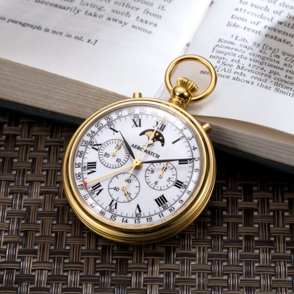 Aerowatch Taschenuhr Lepine Mechanical Chrono Moon Phase – Bild 3
