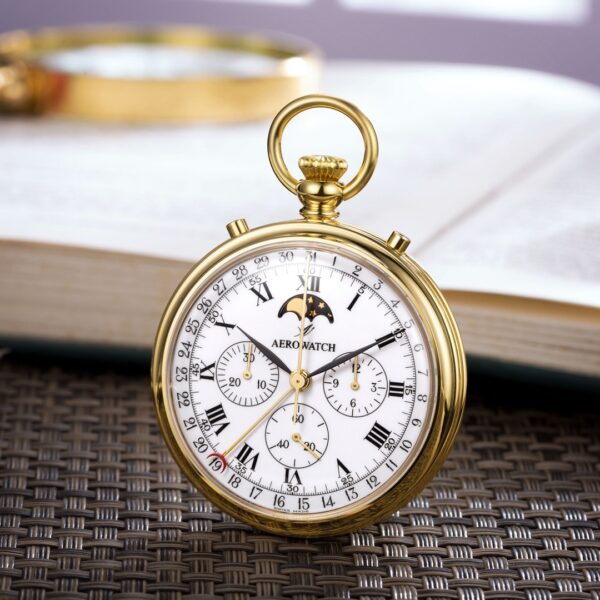 Aerowatch Taschenuhr Lepine Mechanical Chrono Moon Phase – Bild 4