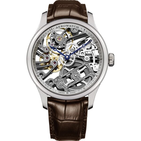 Aerowatch Renaissance Big Mechanical Skeleton cuir brun