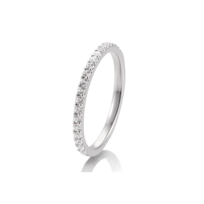 Memoire-Ring, Weißgold 750/18 Kt mit Diamanten, Krappenfassung, gesamt 0,36 ct. H Si