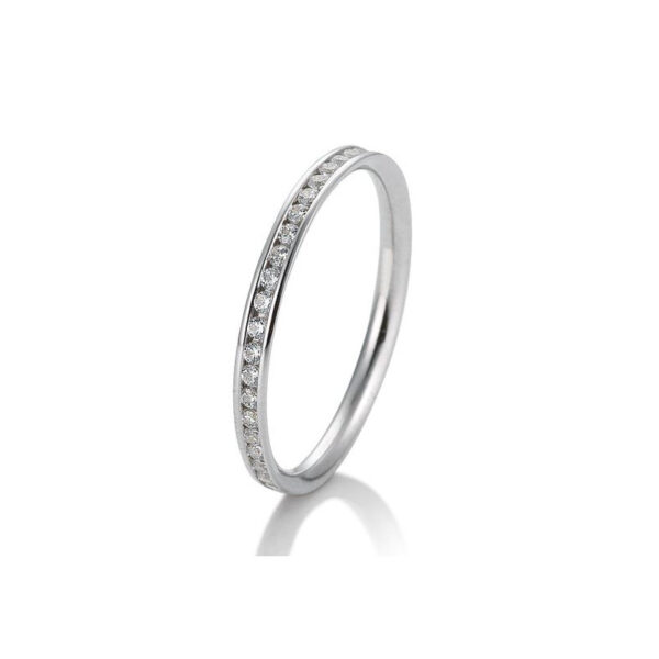 Bague mémoire or blanc 750/18 ct. avec diamants, total 0.26 ct. H SI