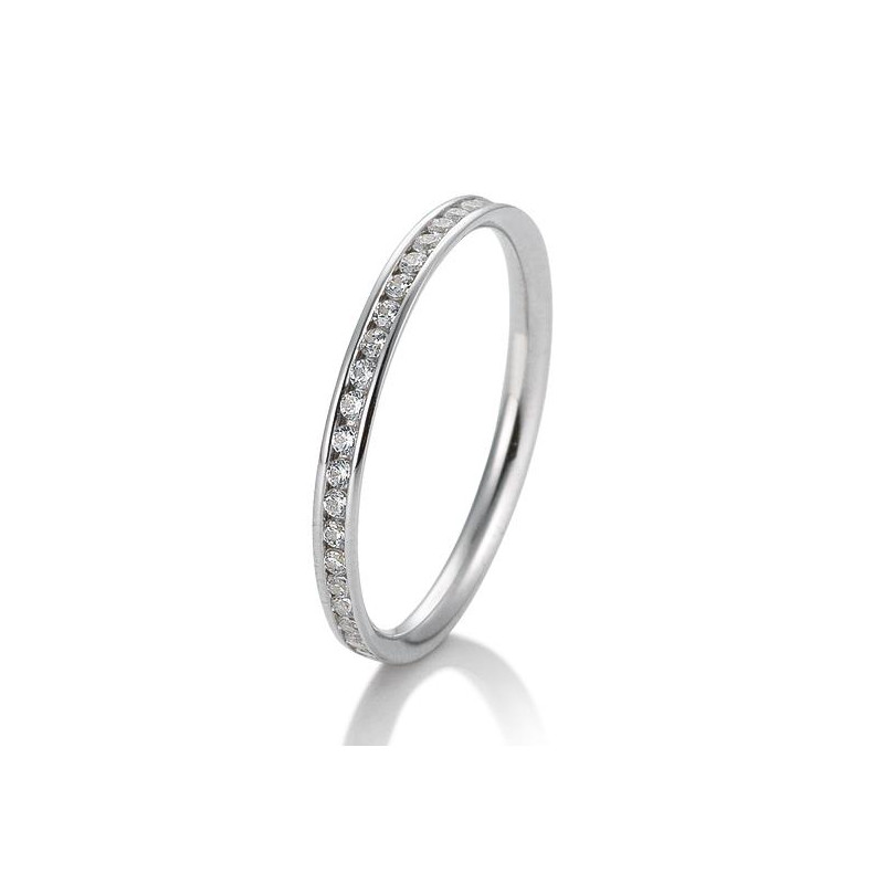 Bague mémoire or blanc 750/18 ct. avec diamants, total 0.26 ct. H SI