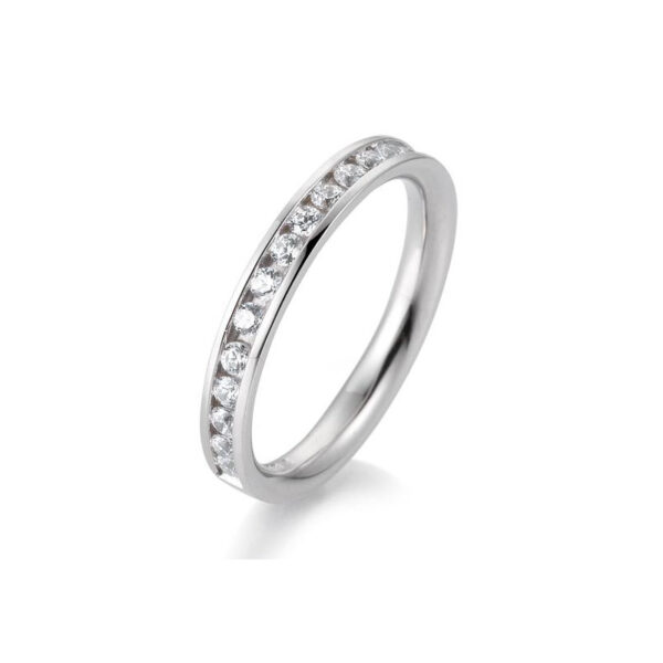 Bague mémoire or blanc 750/18 ct. avec diamants, total 0,51 ct. H SI