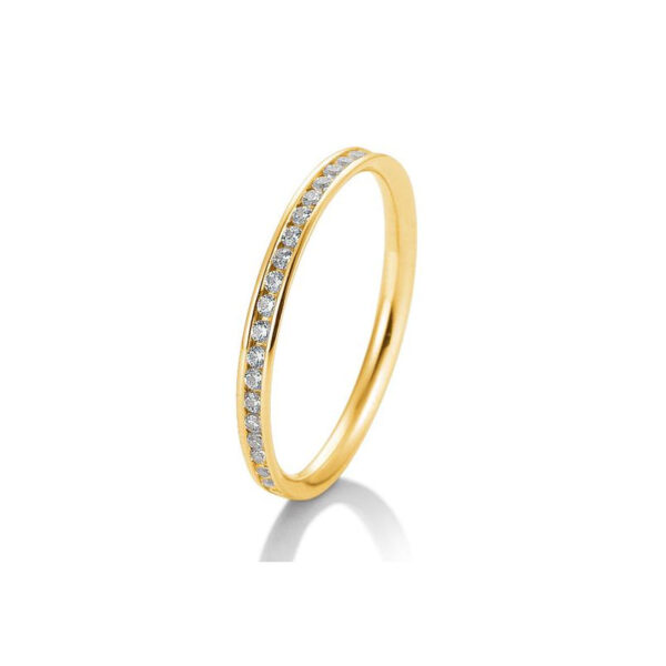 Bague mémoire or jaune 750/18 ct. avec diamants total 0.26 ct. H SI