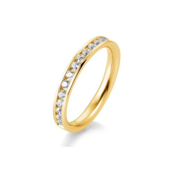 Bague mémoire or jaune 750/18 ct. avec diamants total 0,51 ct. H SI