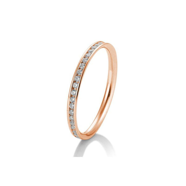 Bague mémoire or rose 750/18 ct. avec diamants, total 0,26 ct. H SI