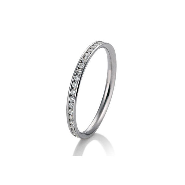 Bague mémoire platine 950 avec diamants, total 0,26 ct. H SI