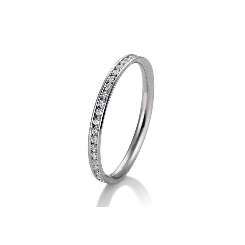 Bague mémoire platine 950 avec diamants, total 0,26 ct. H SI