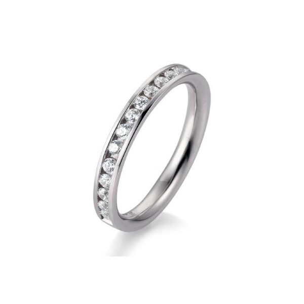 Bague mémoire platine 950 avec diamants, total 0,51 ct.