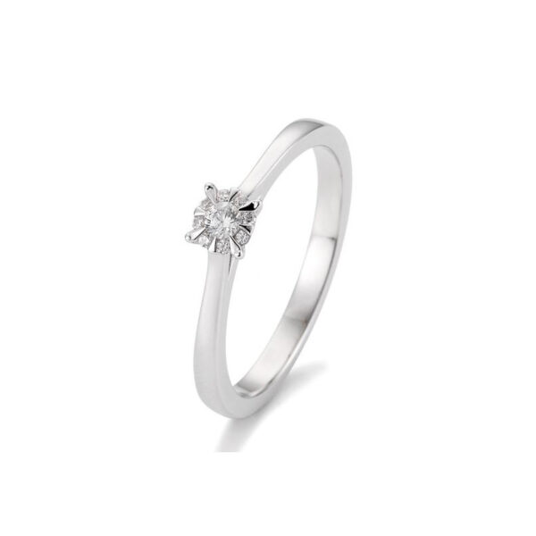 Solitärring Weißgold 750/18 kt. mit Diamanten, insgesamt 0,104 ct. H SI, (Illusion 0.25ct)