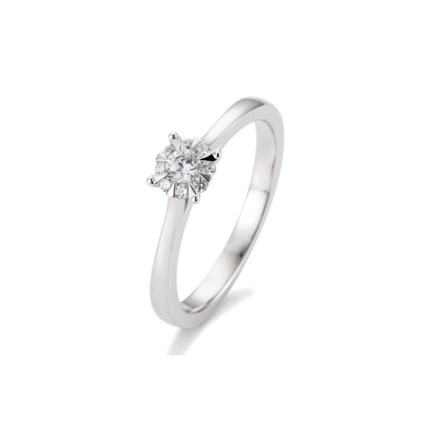 Bague or blanc 750/18 ct. avec diamants, total 0,18 ct. H SI (Illusion 0.50ct.)