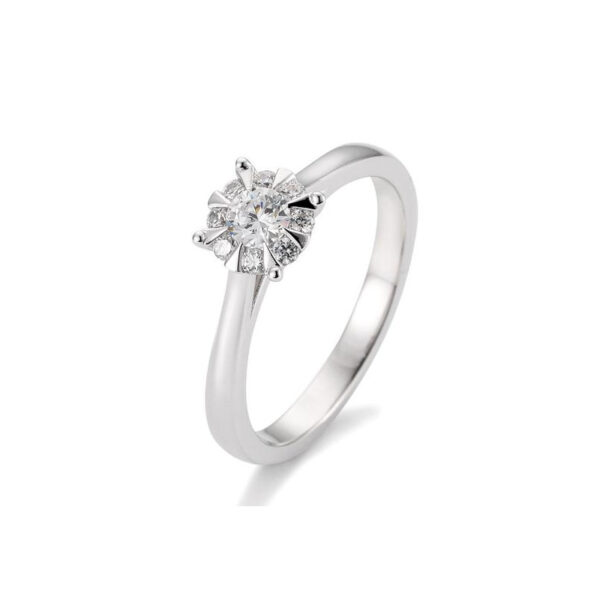 Bague or blanc 750/18 ct. avec diamants total 0,39 ct. H SI (Illusion 1.ct)