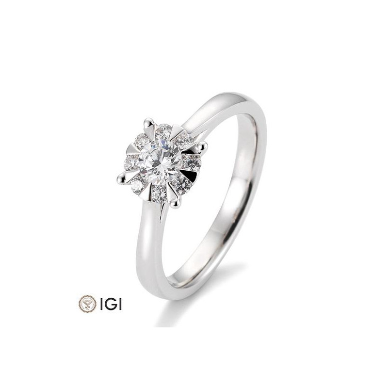 Bague or blanc 750/18 ct. avec diamants, total 0,53 ct. H Si, (Illusion 1.50ct)