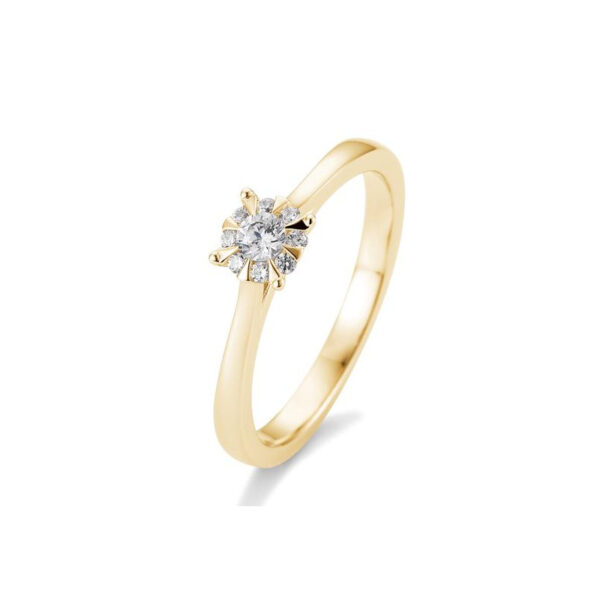Bague or jaune 750/18 ct. avec diamants, total 0,18 ct. H SI (Illusion 0.50ct.)