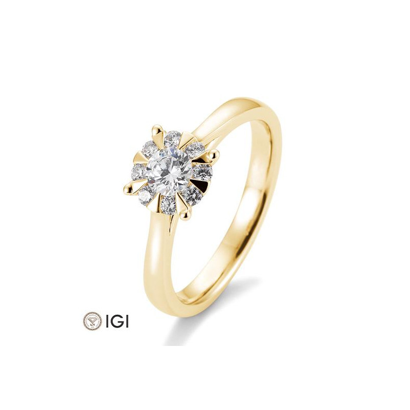 Bague or jaune 750/18 ct. avec diamants, total 0,53 ct. H Si, (Illusion 1.50ct)