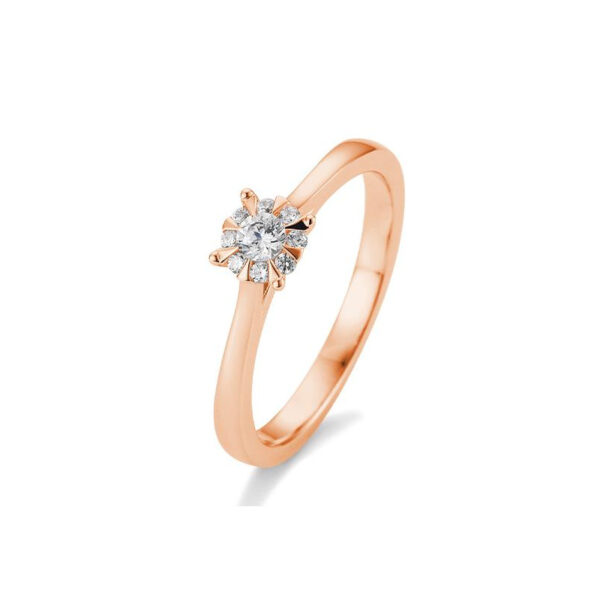 Bague or rose 750/18 ct. avec diamants, total 0,18 ct. H SI, (Illusion 0.50ct)