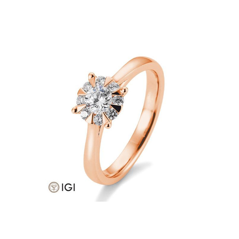 Bague or rose 750/18 ct. avec diamants, total 0,53 ct. H Si, (Illusion 1.50ct)