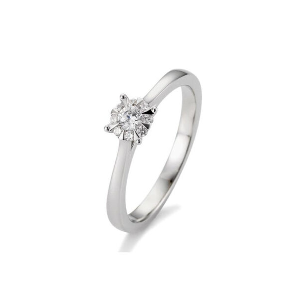 Solitärring Platin 950 mit Diamanten, insgesamt 0,18 ct. H SI, (Illusion 0.50 ct.)