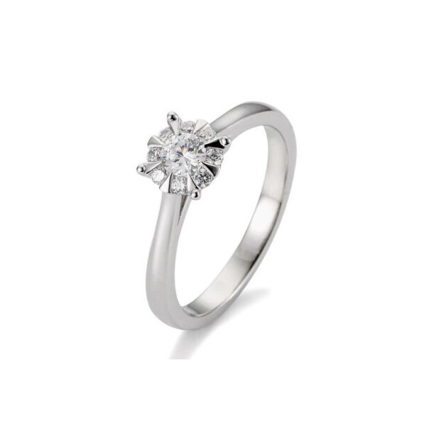 Solitärring Platin 950 mit Diamanten, insgesamt 0,39 ct. H Si, (Illusion 1.ct)