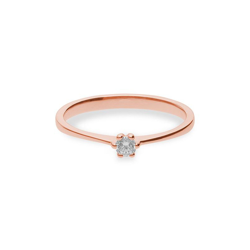 0,10 ct. H Si Bague solitaire or rose 750/18ct. avec diamant 6 griffes – Image 3
