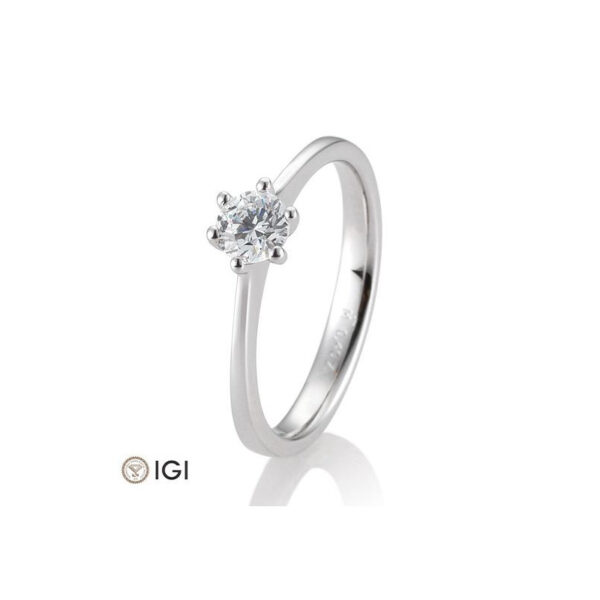 Bague solitaire or blanc 750-18 ct. avec diamant 0,40 Ct. H SI, 6 griffes-41848320BL