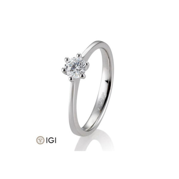 0,40 ct. H Si Bague solitaire Platine 950 avec diamant, 6 griffes