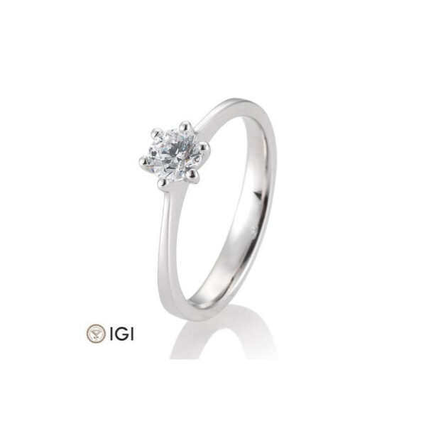 0,50 ct. H Si Bague solitaire or blanc 750/18 ct. avec diamant, 6 griffes