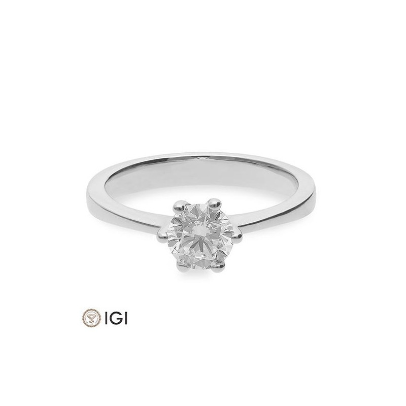 0,80 Ct. H SI Bague solitaire or blanc 750/18 ct. avec diamant, 6 griffes – Image 3