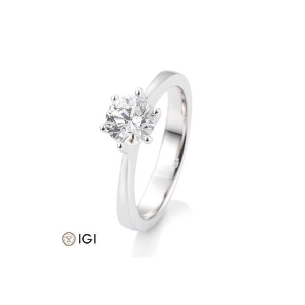0,80 Ct. H SI Bague solitaire or blanc 750/18 ct. avec diamant, 6 griffes