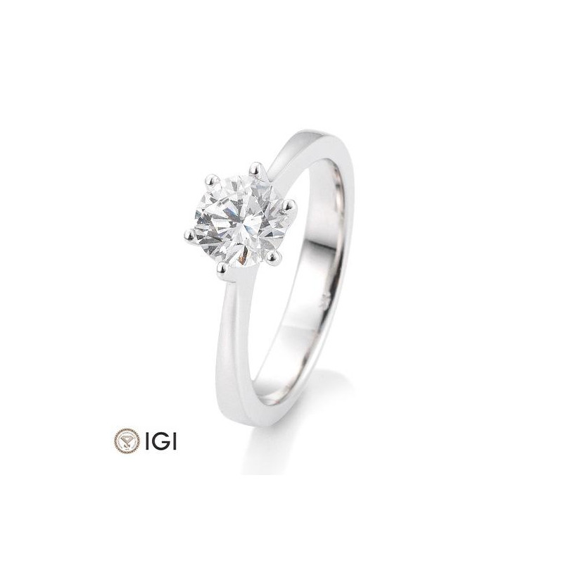 0,80 Ct. H SI Bague solitaire or blanc 750/18 ct. avec diamant, 6 griffes