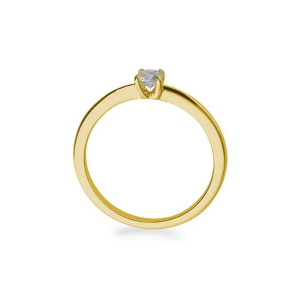 Bague solitaire Breuning en or jaune avec diamant.