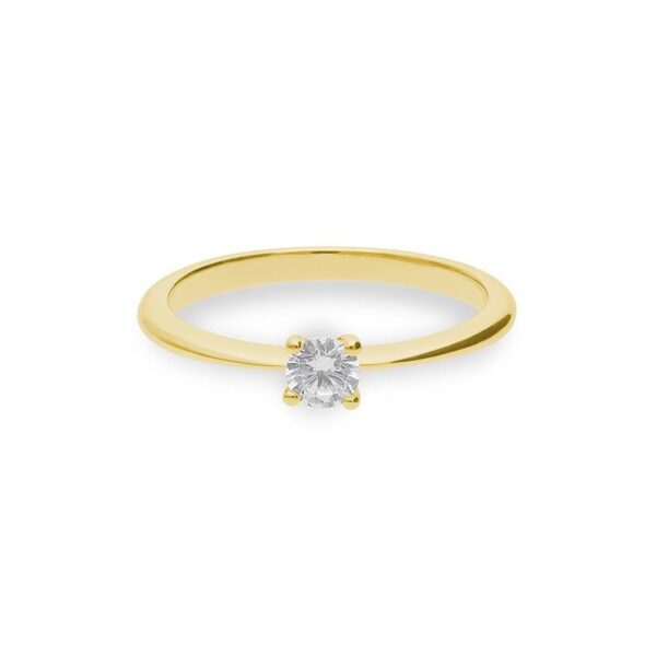 Solitärring Gelbgold 750/18 kt. Diamant 0,25 ct. H SI, 4 Griff – Bild 3