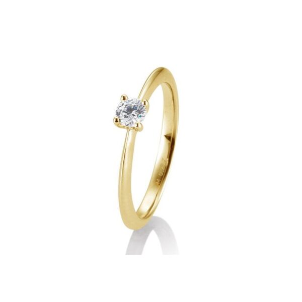 Bague solitaire or jaune 750/18 ct, diamant 0,25 Ct. HSI, 4 griffes