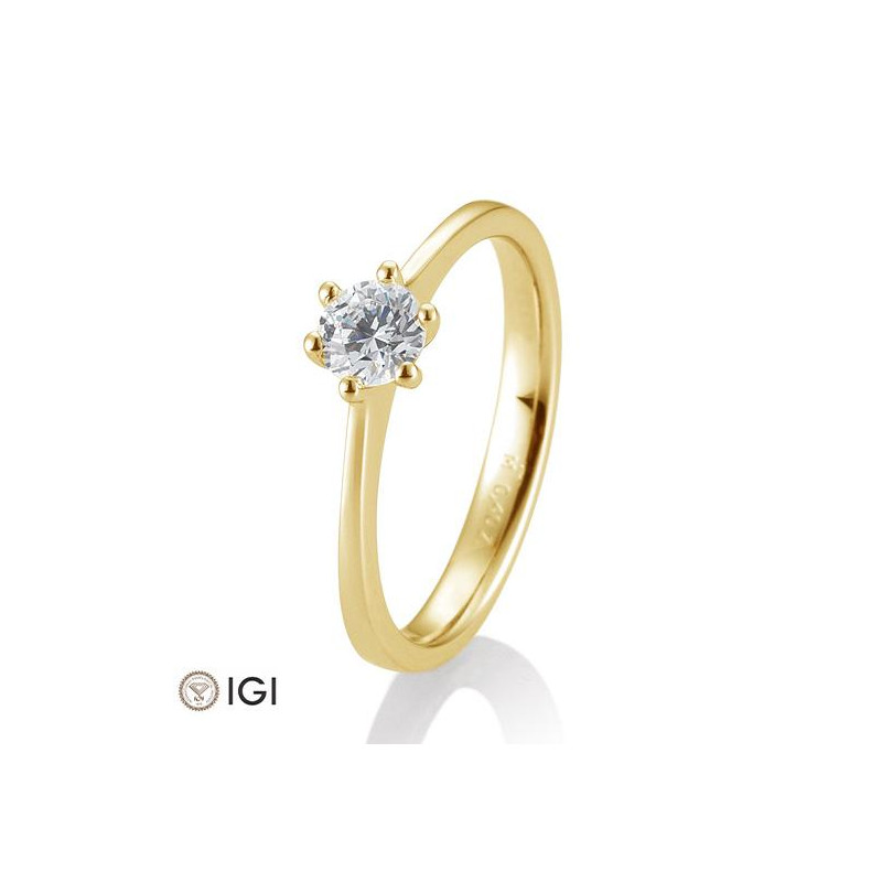 0,40 ct. H Si Bague solitaire or jaune 750/18 ct. avec diamant, 6 griffes